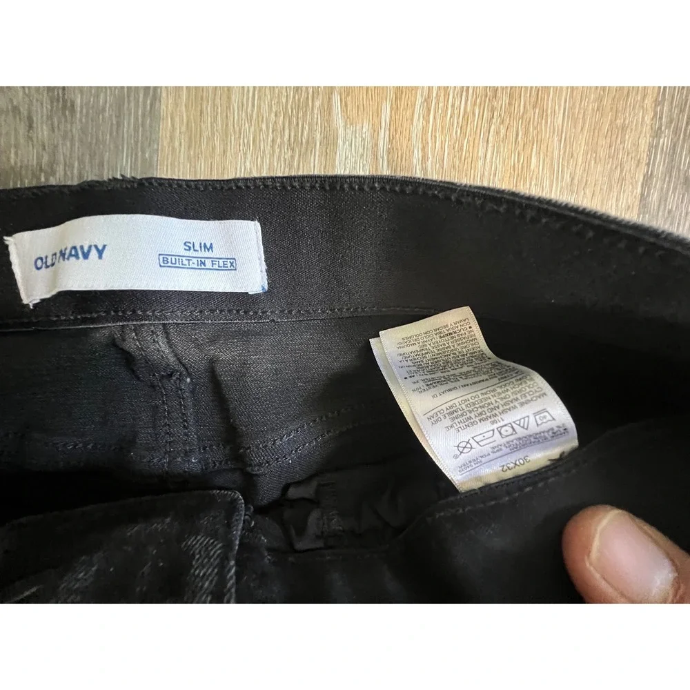 Old Navy Slim Jeans Women 30x32 Black Built-In Flex Whiskered Denim‎